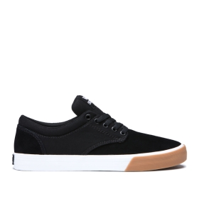 Supra Mens CHINO Low Top Shoes Black/White/Gum | US-22507